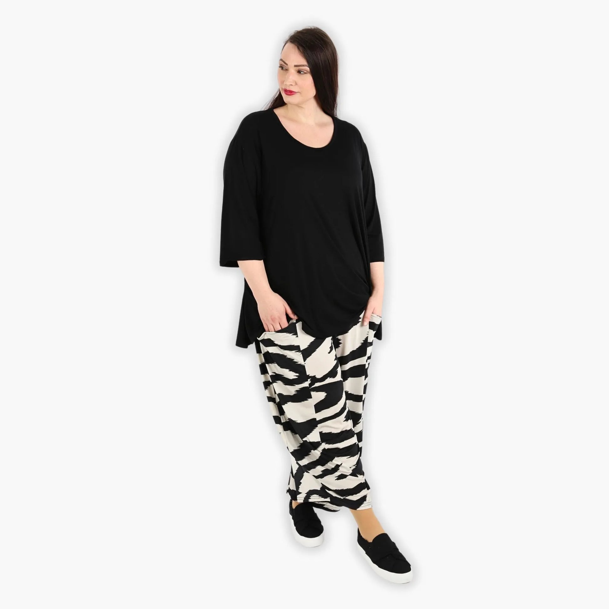  Ballonhose von AKH Fashion aus Viskose, 1291.08069, Ecru-Schwarz, Zebra, Schick, Modern