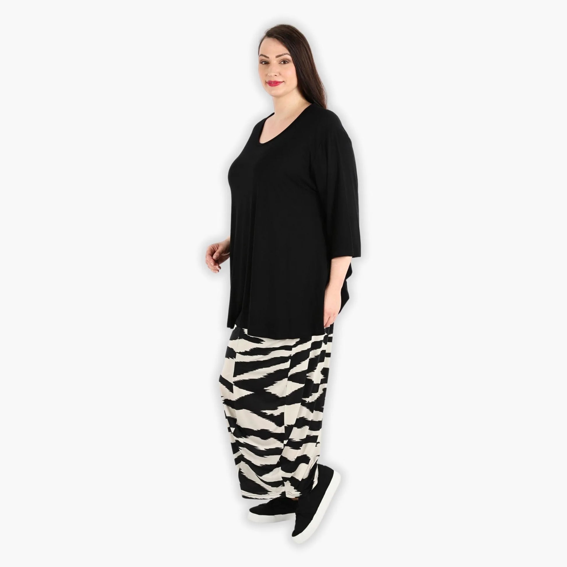  Ballonhose von AKH Fashion aus Viskose, 1291.08069, Ecru-Schwarz, Zebra, Schick, Modern