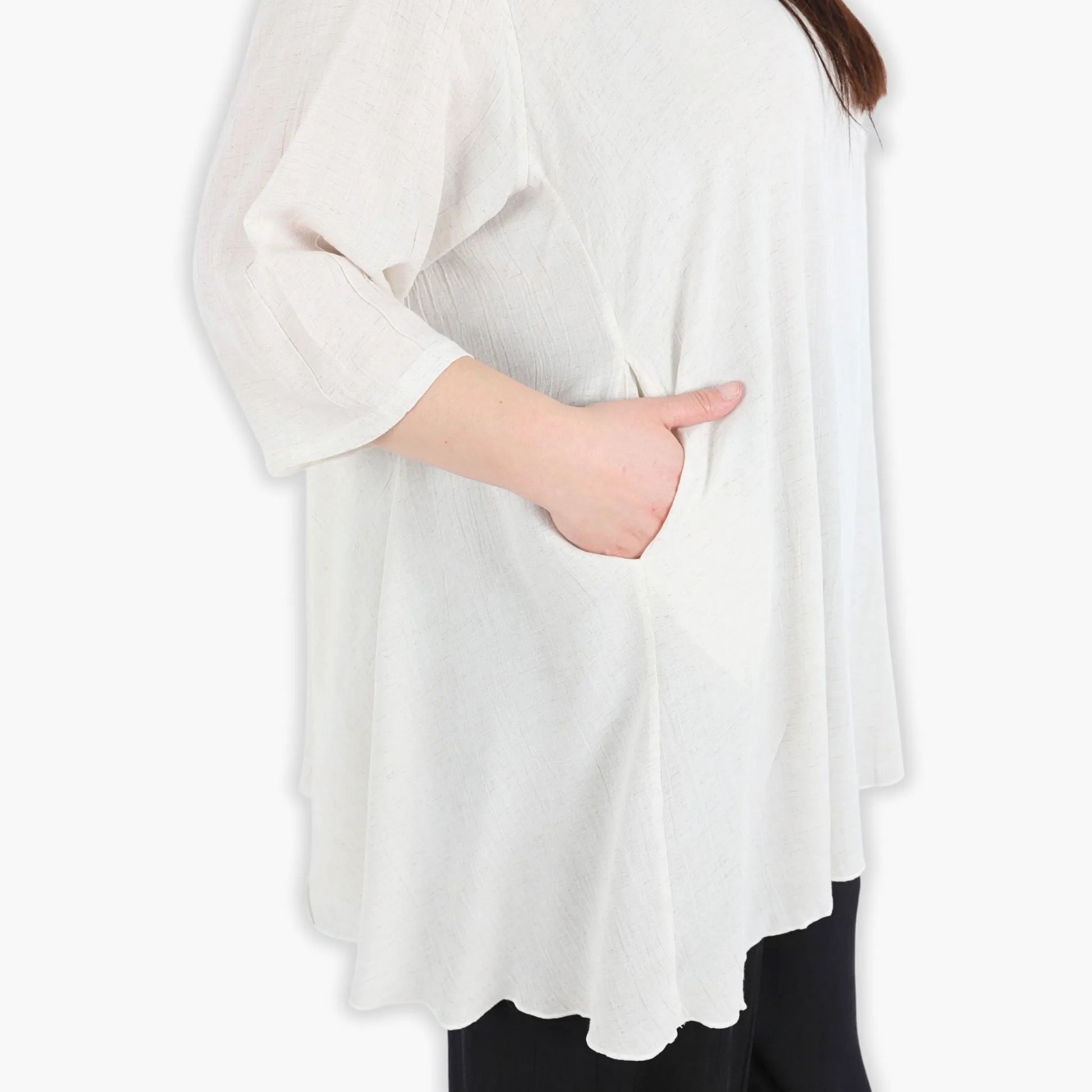  A-Form Bigshirt von AKH Fashion aus Viskose, 1295.00593, Weiß, Unifarben, Ausgefallen, Modern