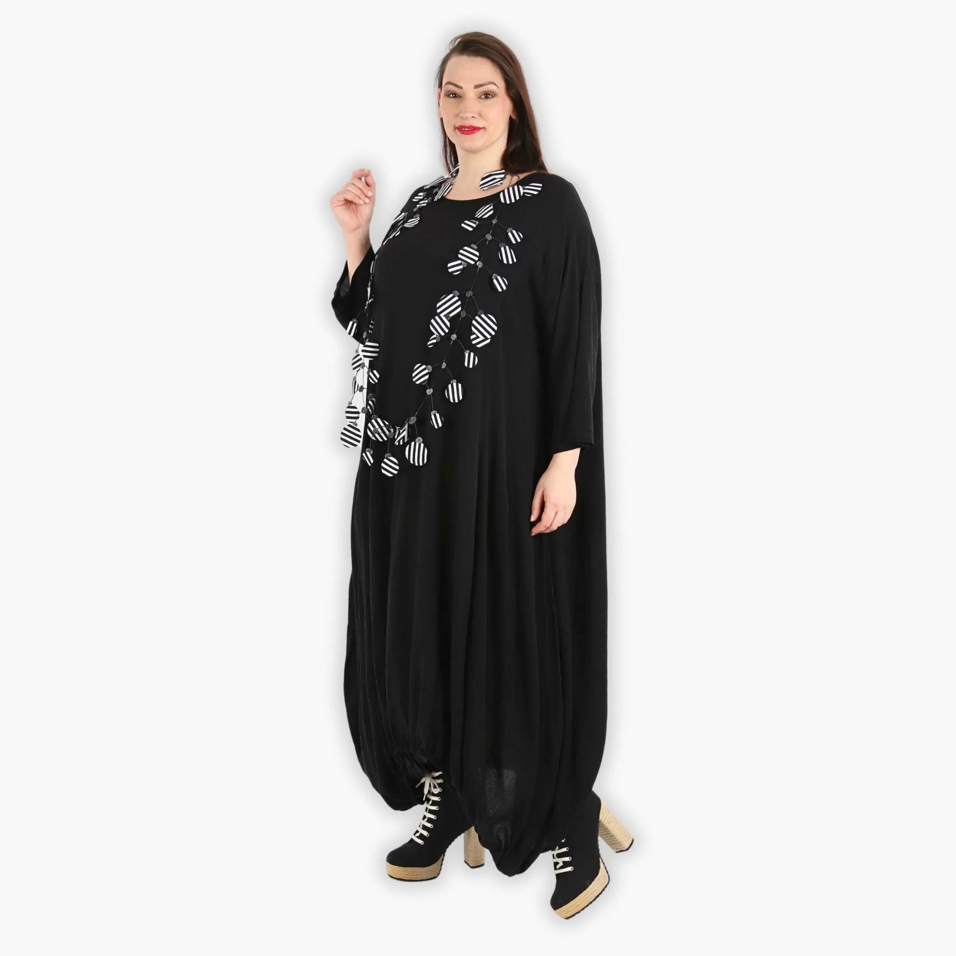  Ballonkleid von AKH Fashion aus Viskose, 1295.06736, Schwarz, Unifarben, Schick, Modern