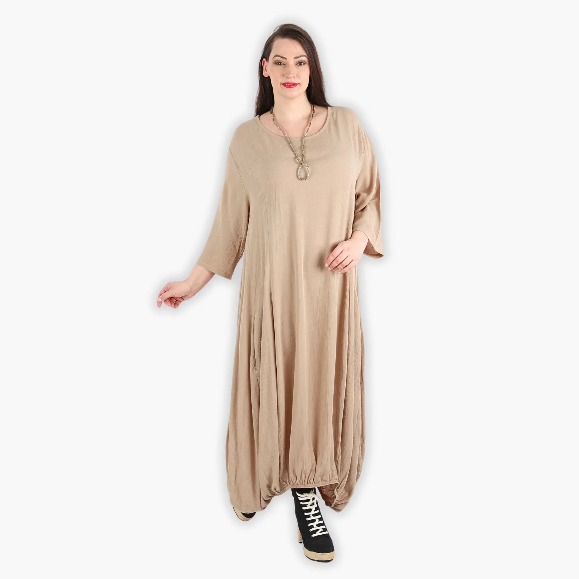  Ballonkleid von AKH Fashion aus Viskose, 1295.06736, Beige, Unifarben, Ausgefallen, Modern