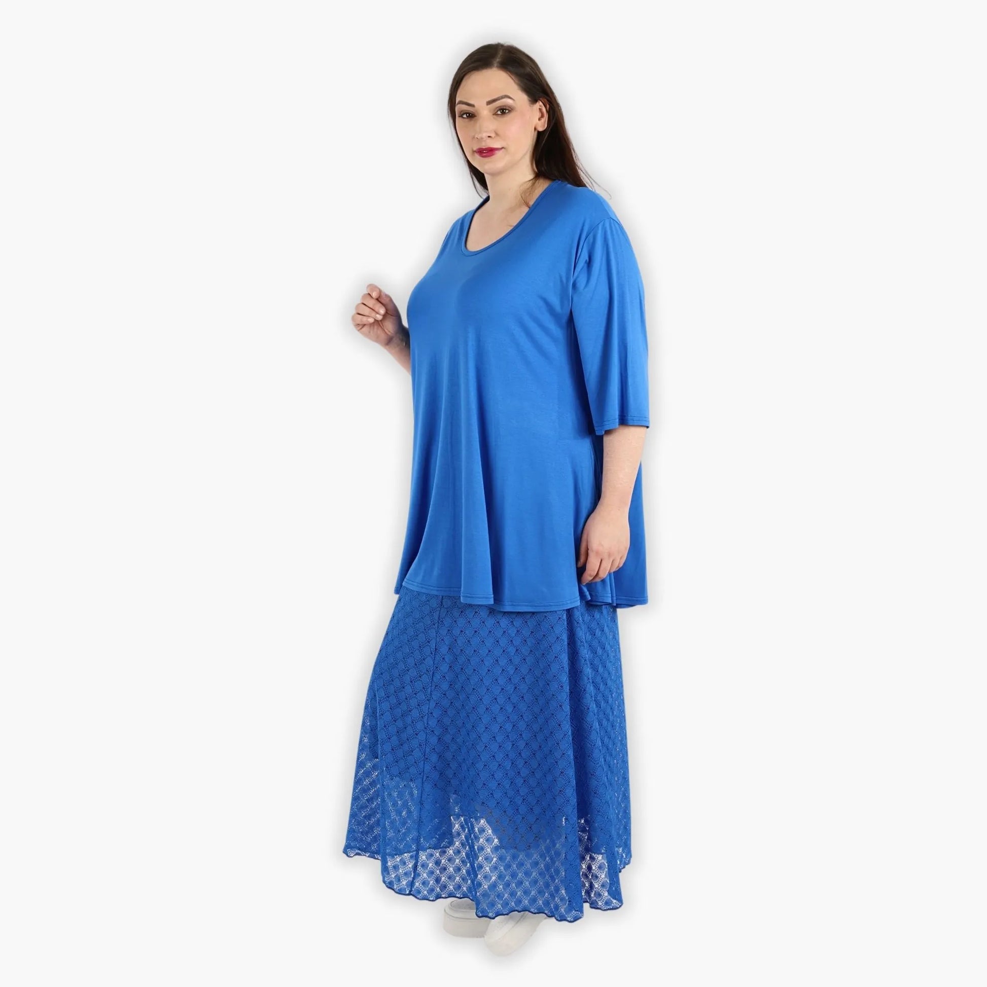  Rock von AKH Fashion aus Viskose in gerundeter Form, 1297.00136, Royalblau, Ausgefallen