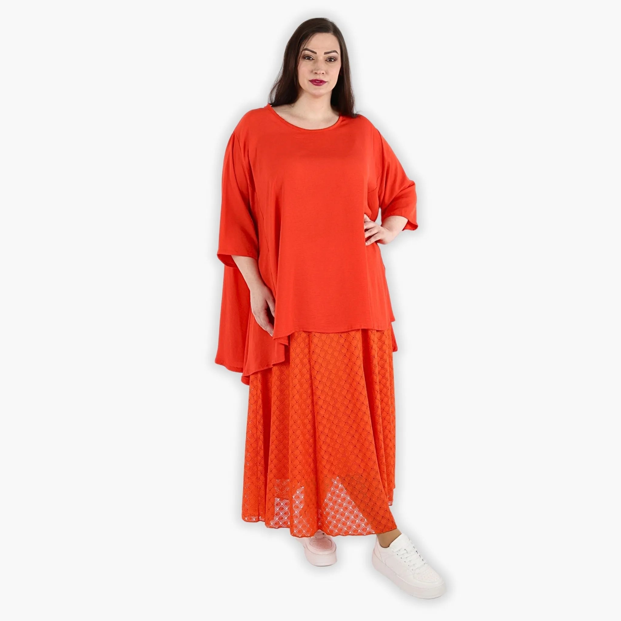  Rock von AKH Fashion aus Viskose in gerundeter Form, 1297.00136, Orange, Schick, Modern