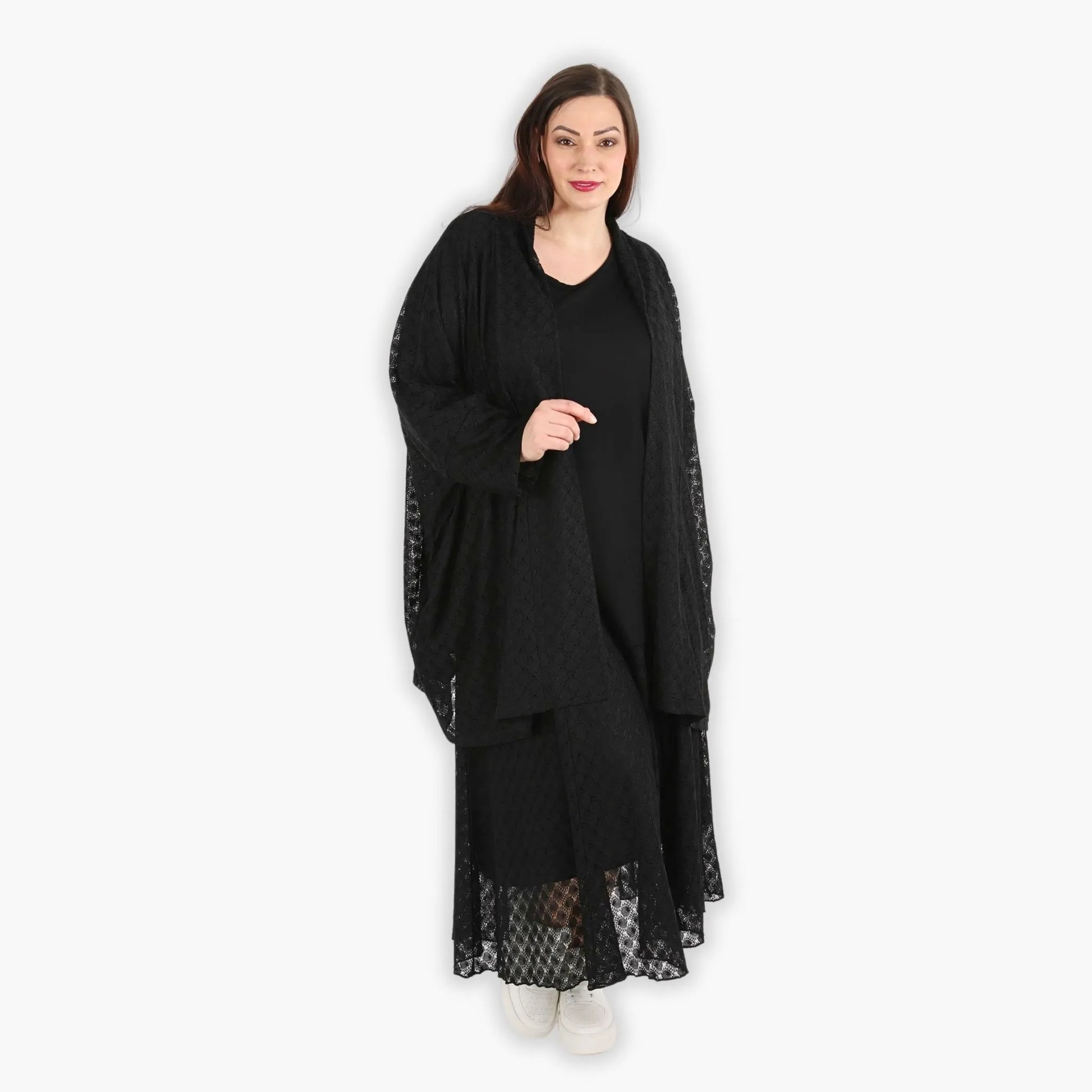  Jacke von AKH Fashion aus Viskose in gerader Form, 1297.06930, Schwarz, Netz, Ausgefallen