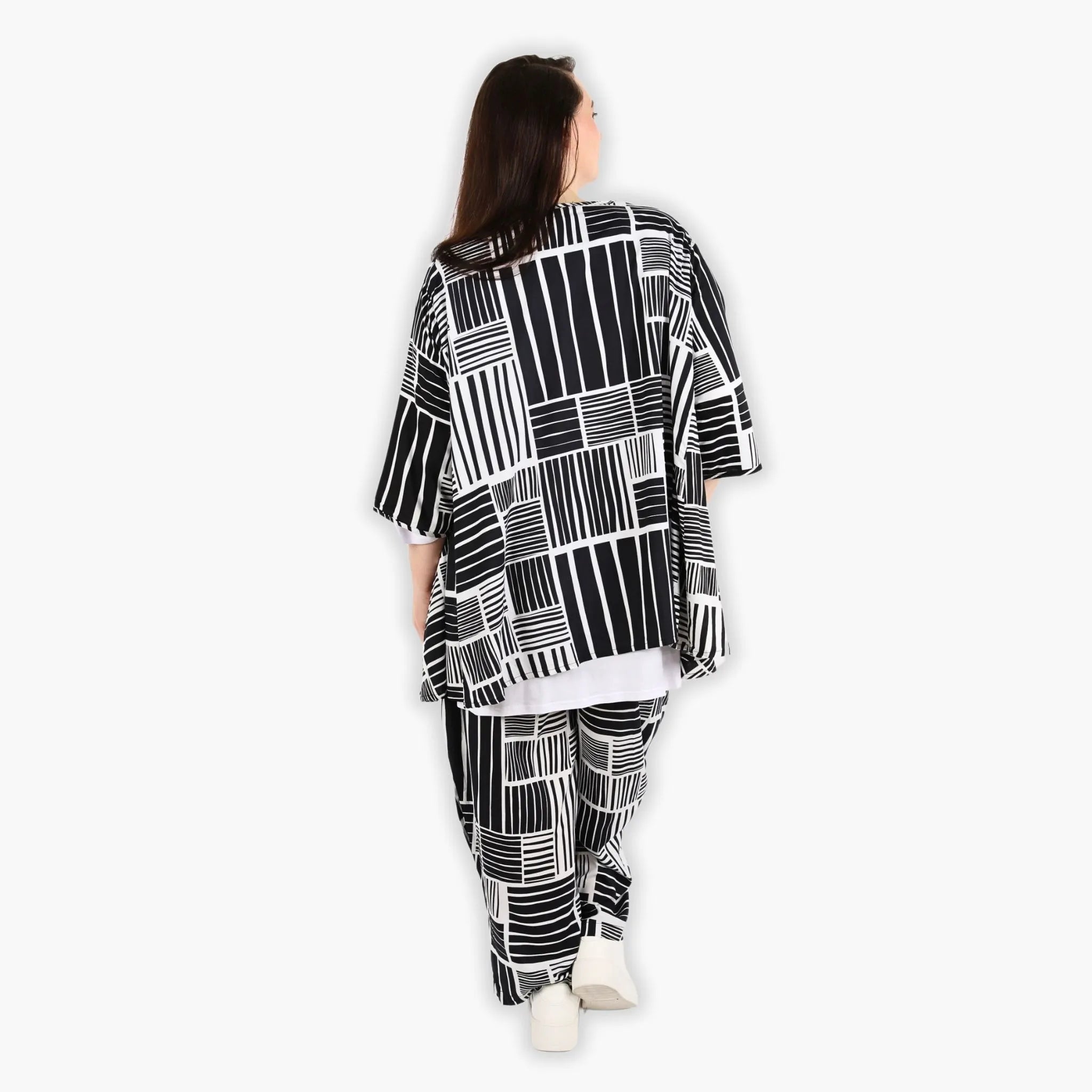  A-Form Bigshirt von AKH Fashion aus Viskose, 1298.00593, Schwarz-Weiß, Schick, Modern, Bequem