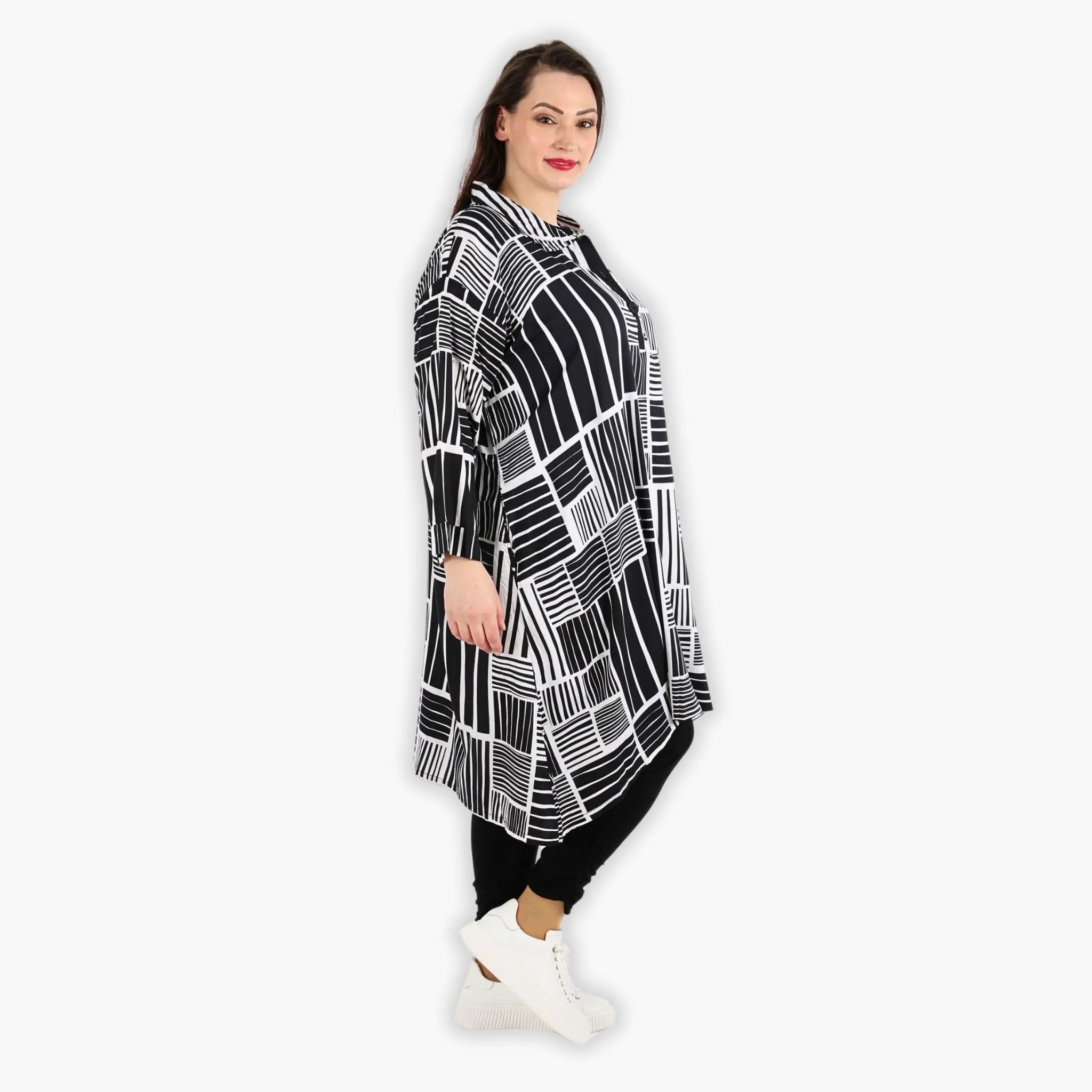  A-Form Bluse von AKH Fashion aus Viskose, 1298.06906, Schwarz-Weiß, Schick, Modern, Bequem