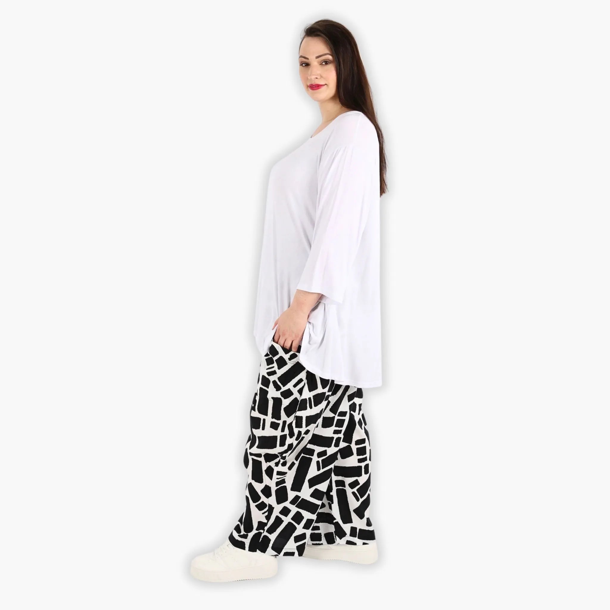  Ballonhose von AKH Fashion aus Viskose, 1299.08069, Schwarz-Weiß, Schick, Modern, Bequem