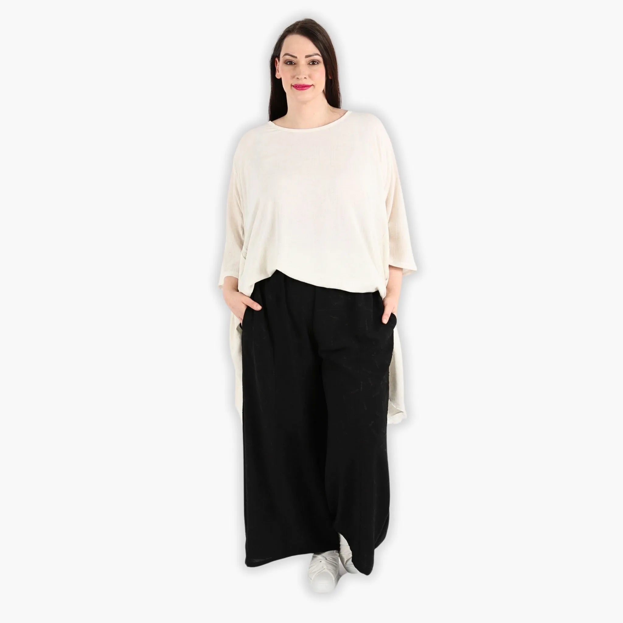 Hose von AKH Fashion aus Materialmix in gerader Form, ausgefallene Lagenlook Mode