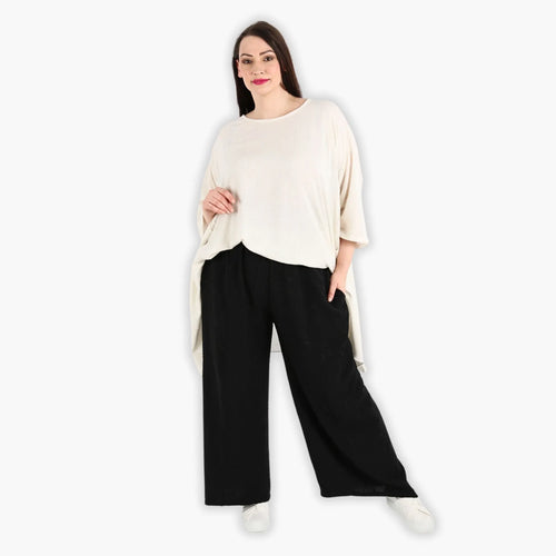 Hose von AKH Fashion aus Materialmix in gerader Form, ausgefallene Lagenlook Mode