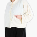  AKH Fashion Jacke in gerader Form, aus Materialmix, 1303.06992, Creme, Streifen, Schick