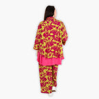  AKH Fashion Jacke in gerundeter Form, aus Viskose, 1304.06910, Lila-Lime, Blumen, Schick