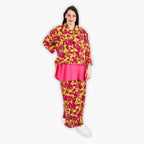  AKH Fashion Jacke in gerundeter Form, aus Viskose, 1304.06910, Lila-Lime, Blumen, Schick