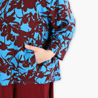  AKH Fashion Jacke in gerundeter Form, aus Viskose, 1304.06910, Maroon-Blau, Blumen