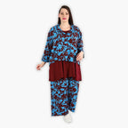  AKH Fashion Jacke in gerundeter Form, aus Viskose, 1304.06910, Maroon-Blau, Blumen