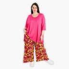  AKH Fashion Hose in gerader Form, aus Viskose, 1304.06927, Lila-Lime, Blumen, Schick