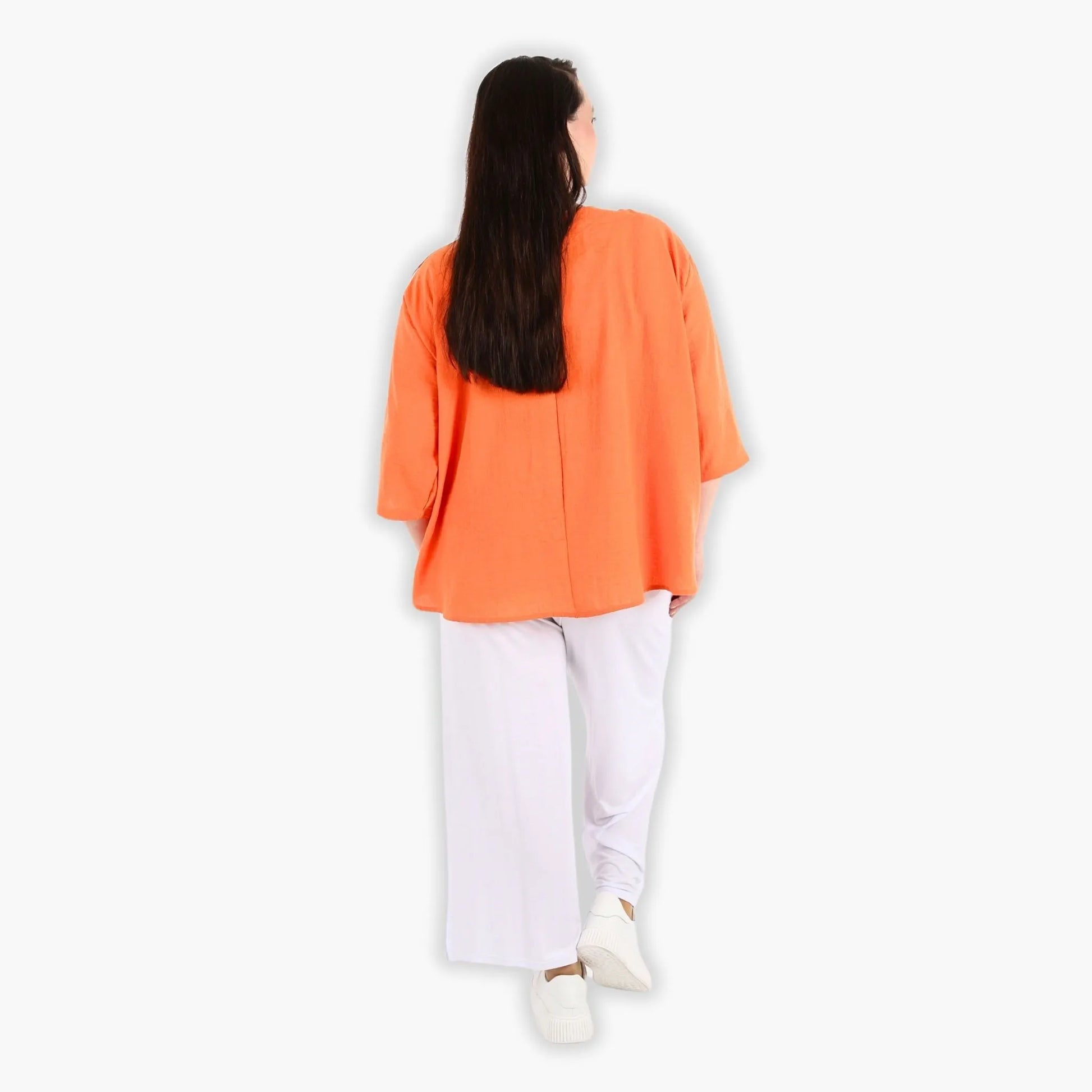  Bigshirt von AKH Fashion aus Viskose in kastiger Form, 1305.02412, Orange, Unifarben, Schick