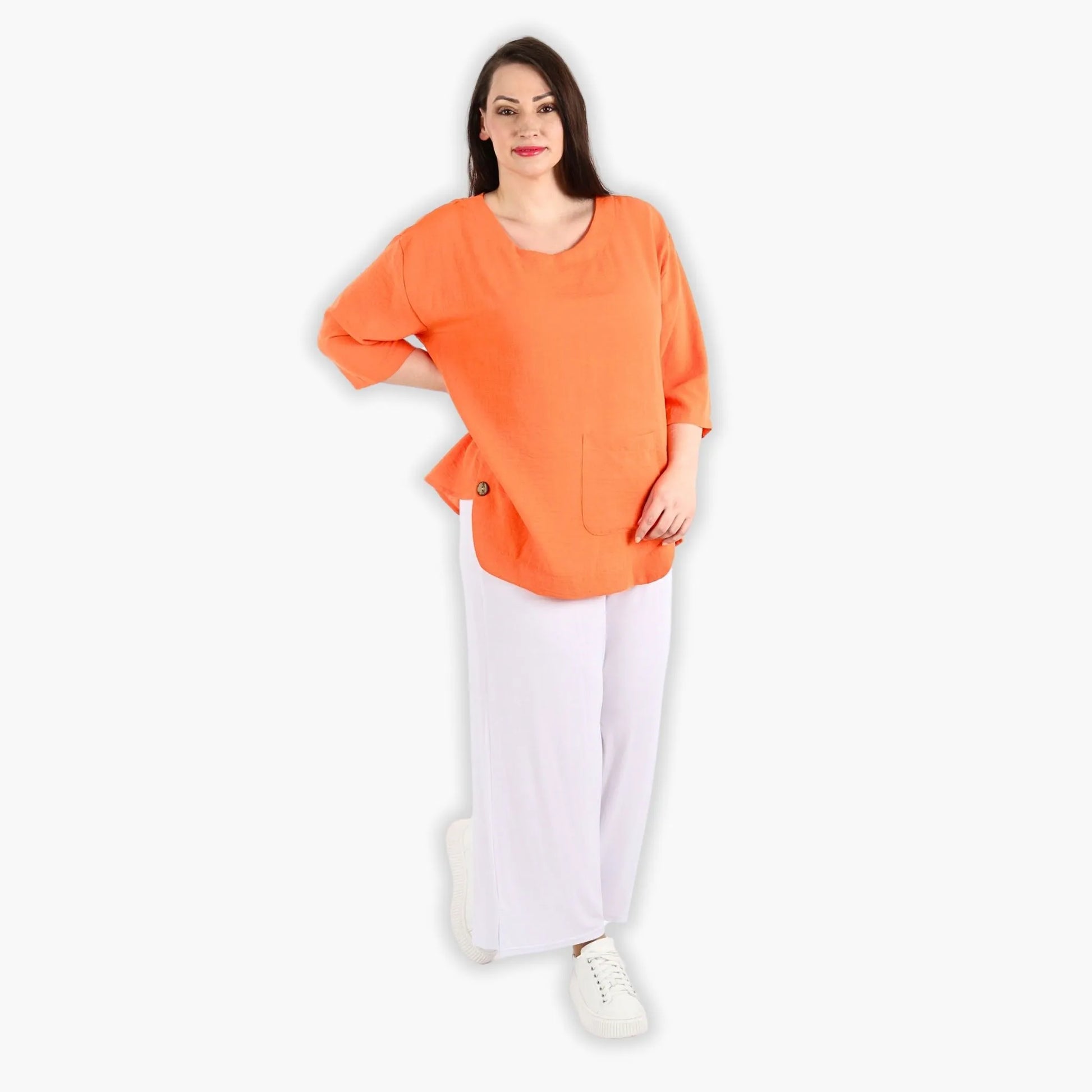  Bigshirt von AKH Fashion aus Viskose in kastiger Form, 1305.02412, Orange, Unifarben, Schick