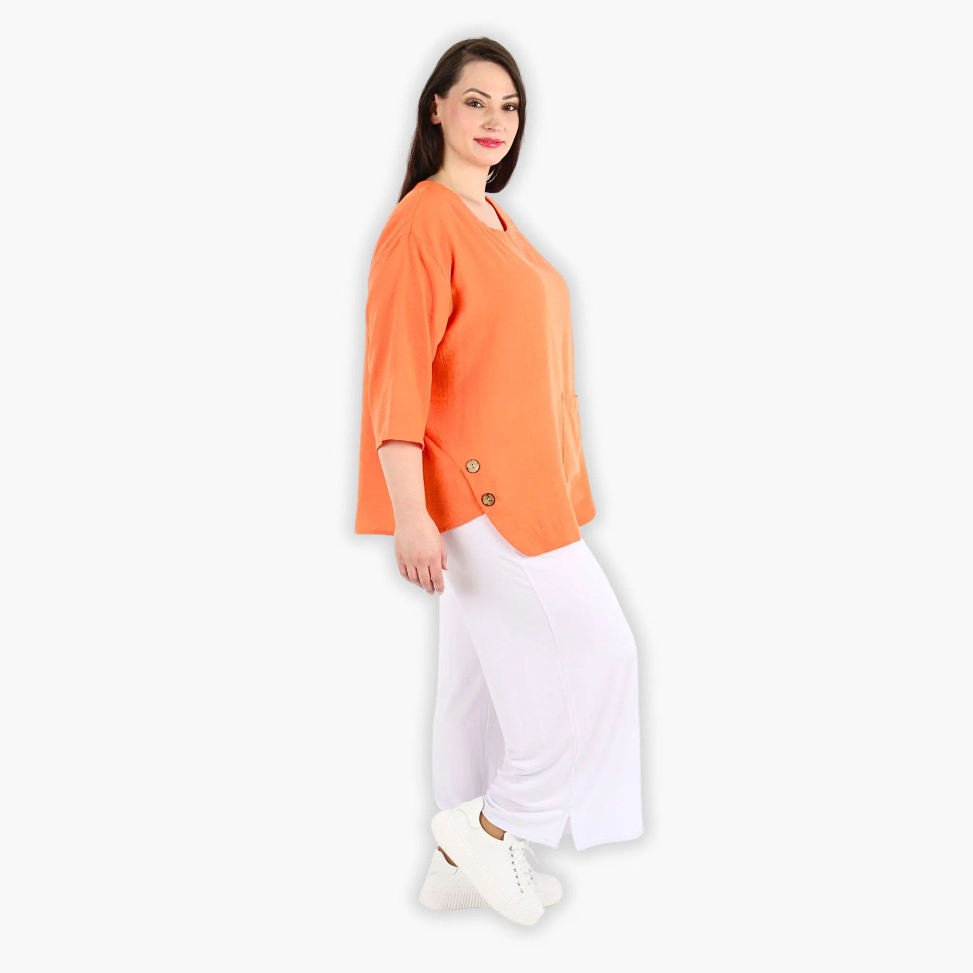  Bigshirt von AKH Fashion aus Viskose in kastiger Form, 1305.02412, Orange, Unifarben, Schick