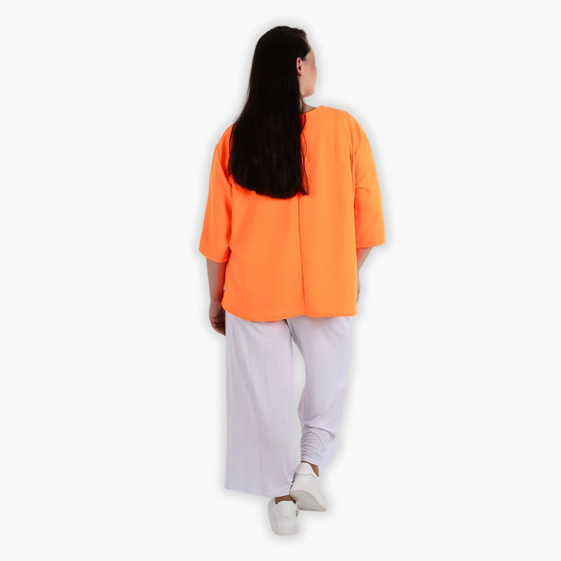  Bigshirt von AKH Fashion aus Viskose in kastiger Form, 1305.02412, Neonorange, Ausgefallen