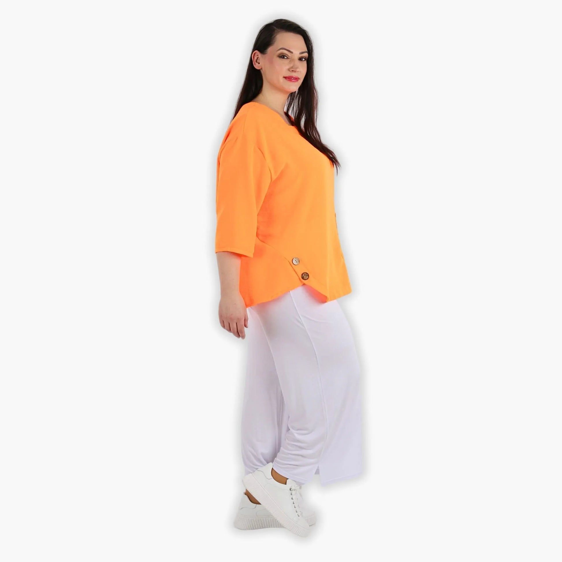  Bigshirt von AKH Fashion aus Viskose in kastiger Form, 1305.02412, Neonorange, Ausgefallen