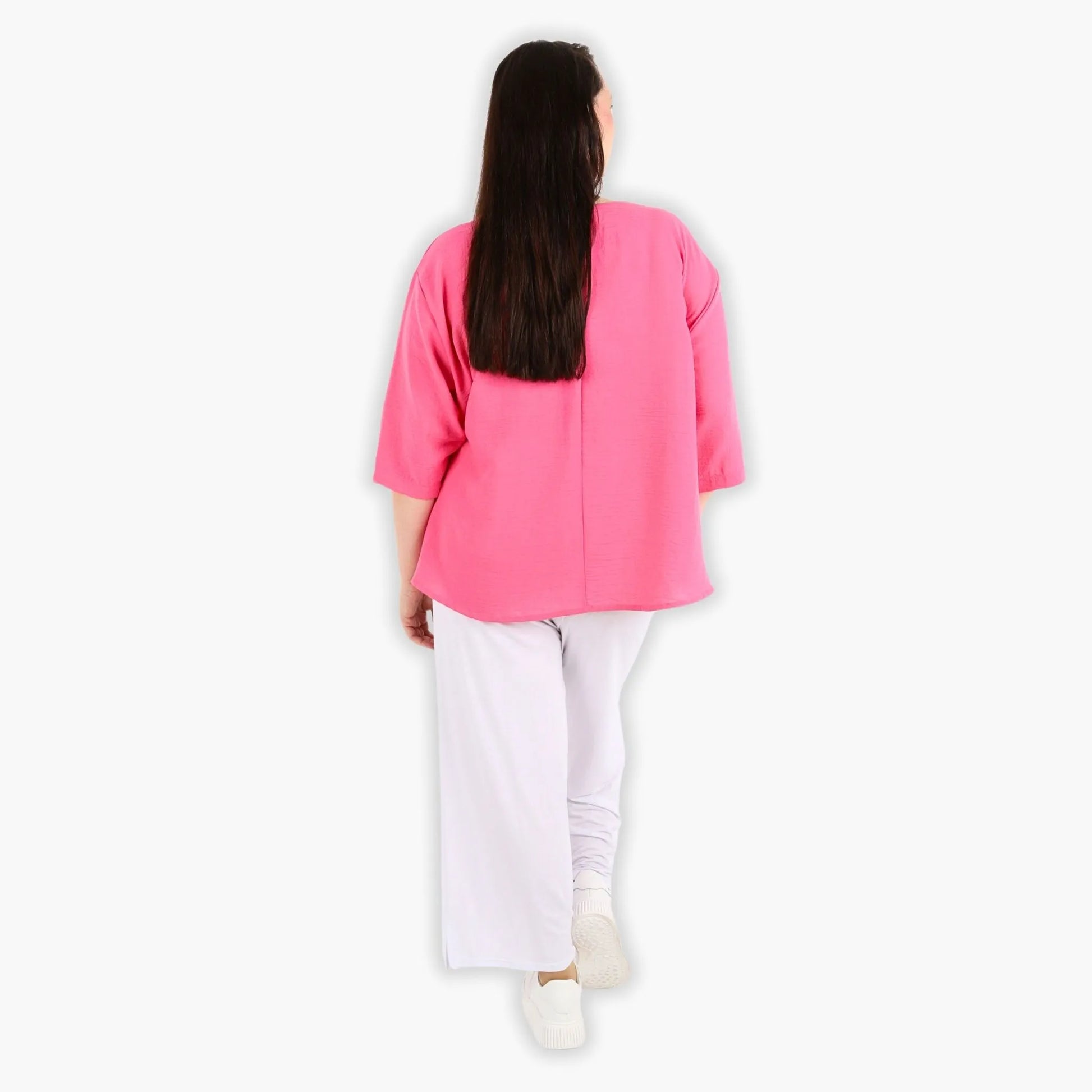  Bigshirt von AKH Fashion aus Viskose in kastiger Form, 1305.02412, Pink, Unifarben, Schick