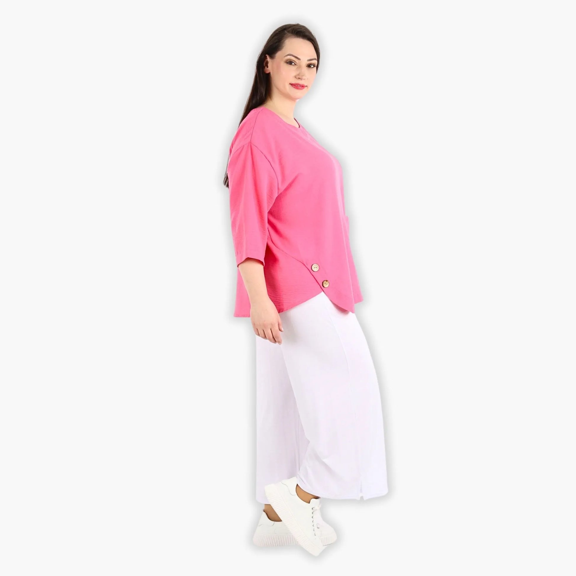  Bigshirt von AKH Fashion aus Viskose in kastiger Form, 1305.02412, Pink, Unifarben, Schick