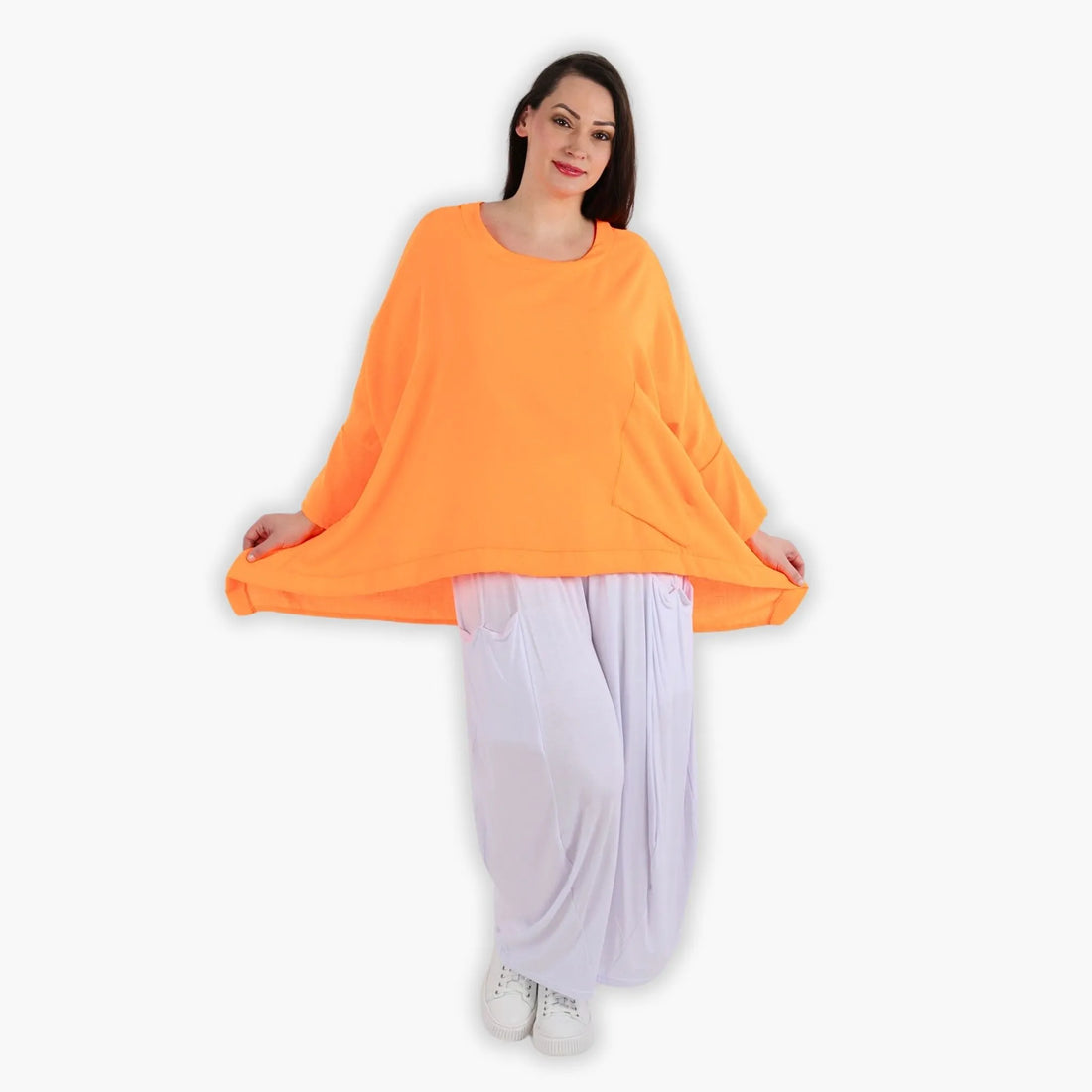  A-Form Bigshirt von AKH Fashion aus Viskose, 1305.02413, Neonorange, Unifarben, Ausgefallen