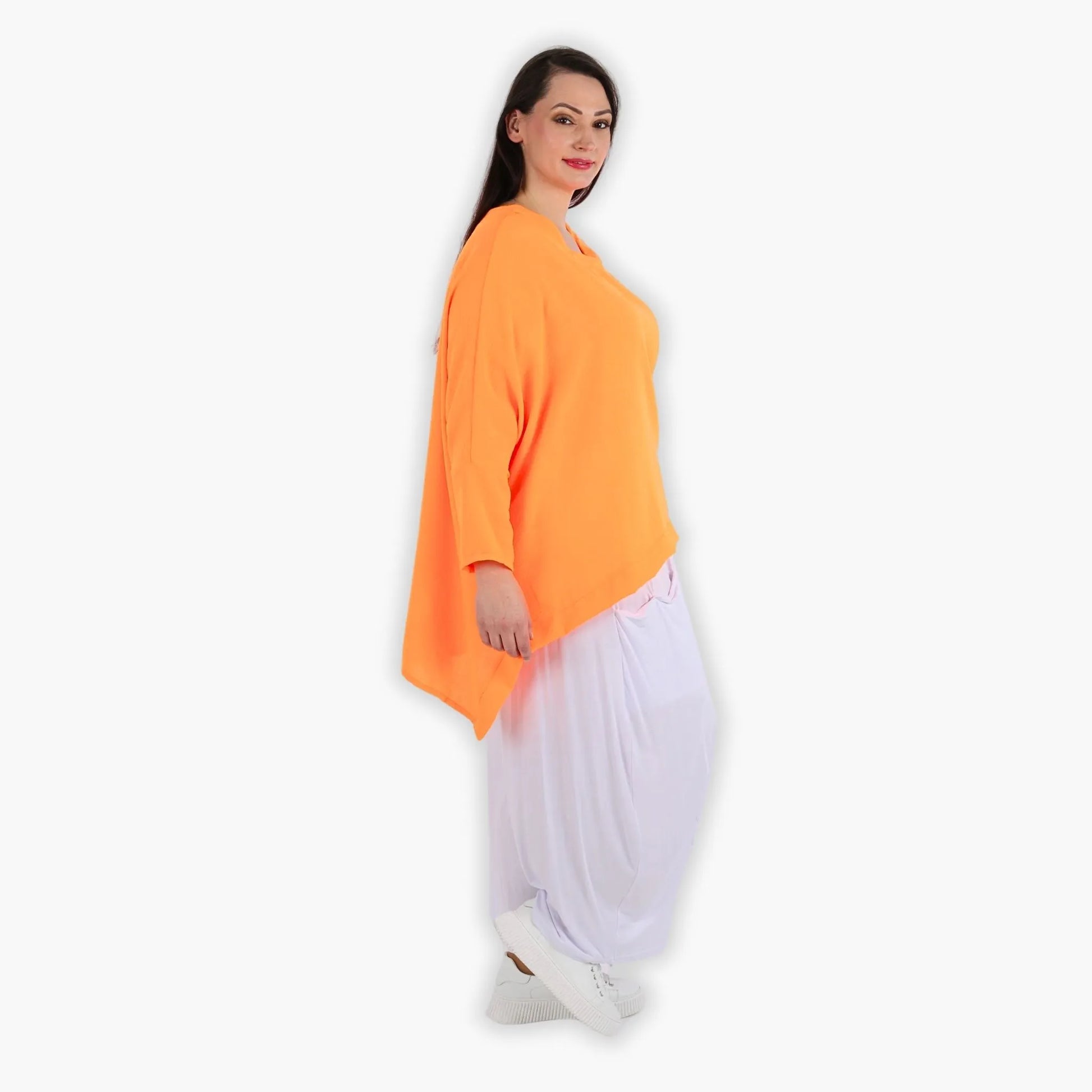  A-Form Bigshirt von AKH Fashion aus Viskose, 1305.02413, Neonorange, Unifarben, Ausgefallen