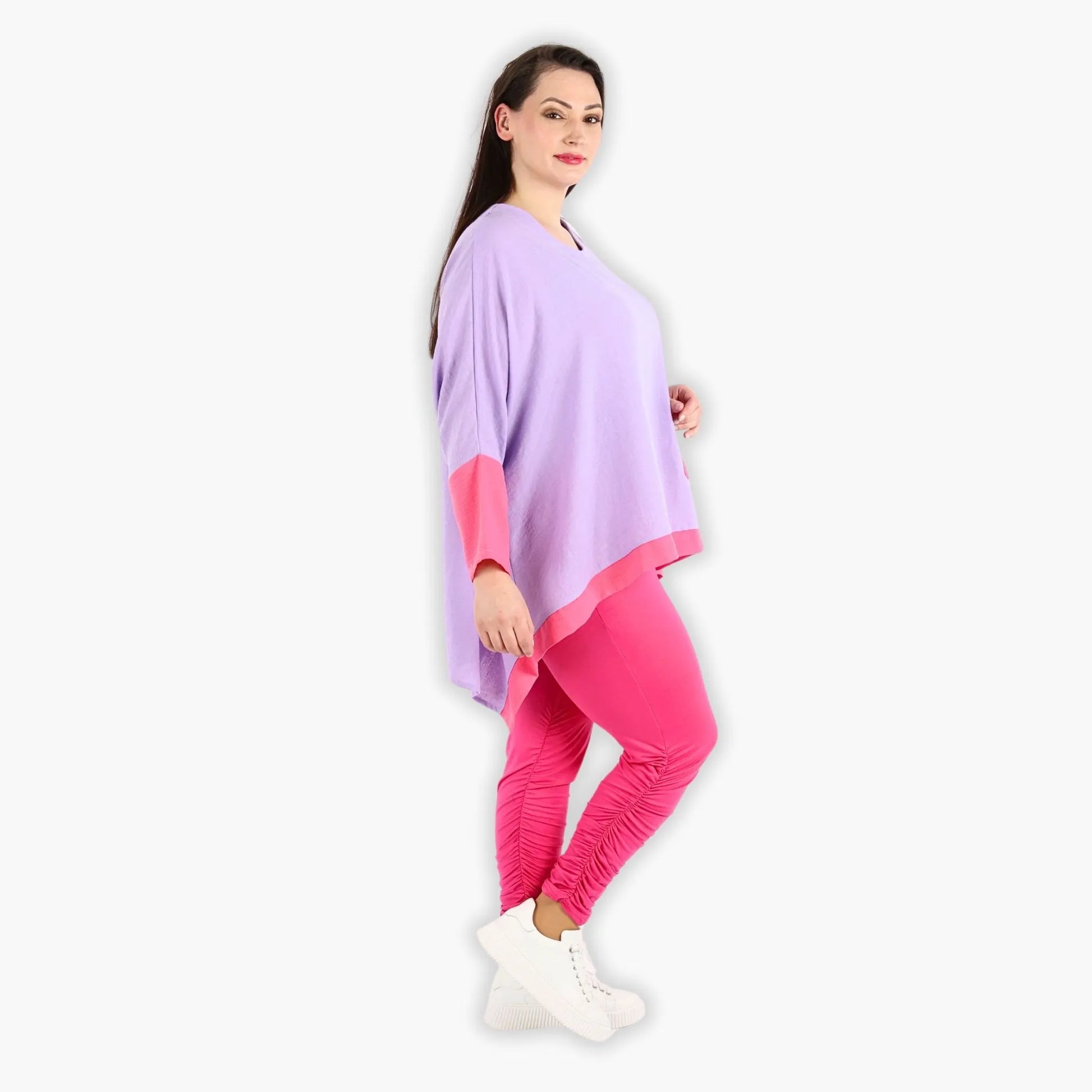  A-Form Bigshirt von AKH Fashion aus Viskose, 1305.02413, Flieder-Pink, Unifarben, Ausgefallen