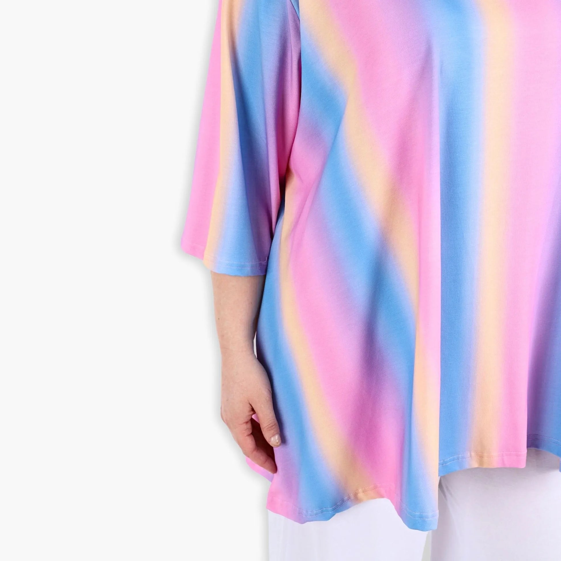  A-Form Bigshirt von AKH Fashion aus Baumwolle, 1306.00593, Pink-Blau-Orange, Schick, Modern