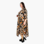  A-Form Kleid von AKH Fashion aus Viskose, 1307.01927, Schwarz-Cognac-Beige, Farbmix
