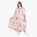  A-Form Kleid von AKH Fashion aus Viskose, 1308.01927, Weiß-Flieder-Orange, Farbmix