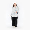  AKH Fashion Jacke in gerundeter Form, aus Viskose, 1377.00140, Blau-Ecru, Gerippt, Schick