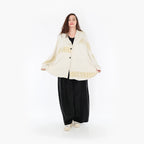 AKH Fashion Jacke in gerundeter Form, aus Viskose, 1377.00140, Senf-Ecru, Gerippt, Schick