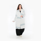  Ballonmantel von AKH Fashion aus Viskose, 1377.02494, Blau-Ecru, Gerippt, Schick, Modern