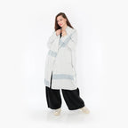  Ballonmantel von AKH Fashion aus Viskose, 1377.02494, Blau-Ecru, Gerippt, Schick, Modern