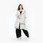  Ballonmantel von AKH Fashion aus Viskose, 1377.02494, Schwarz-Ecru, Gerippt, Schick