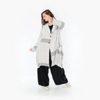  Ballonmantel von AKH Fashion aus Viskose, 1377.02494, Schwarz-Ecru, Gerippt, Schick