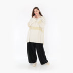  A-Form Bigshirt von AKH Fashion aus Viskose, 1377.0593R, Senf-Ecru, Gerippt, Schick, Modern