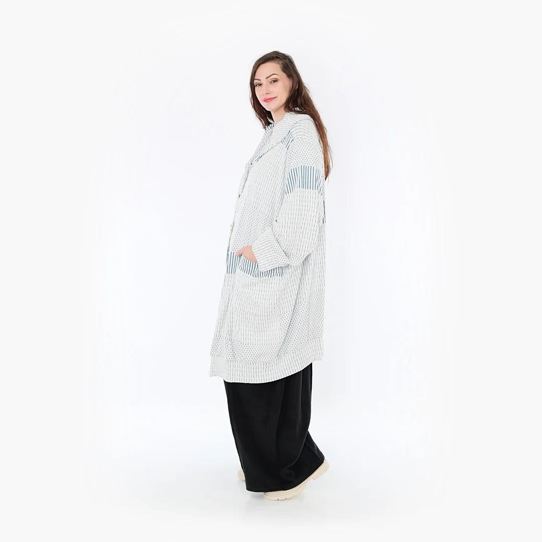  Oversize Ballonmantel in Blau mit lässigem Design aus hochwertiger, dehnbarer Viskose für curvy Styles