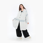  Ballonmantel von AKH Fashion aus Viskose, 1377.06518, Blau-Ecru, Gerippt, Schick, Modern