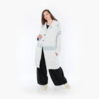  Ballonmantel von AKH Fashion aus Viskose, 1377.06518, Blau-Ecru, Gerippt, Schick, Modern