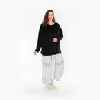  Ballonhose von AKH Fashion aus Viskose, 1377.08069, Blau-Ecru, Gerippt, Schick, Modern