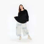  Ballonhose von AKH Fashion aus Viskose, 1377.08069, Blau-Ecru, Gerippt, Schick, Modern