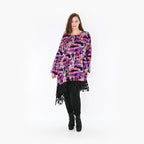  AKH Fashion Kleid in asymmetrischer Form, aus Viskose, 1381.06875, Fuchsia, Grafik
