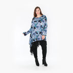  AKH Fashion Kleid in asymmetrischer Form, aus Viskose, 1381.06875, Petrol, Grafik, Schick