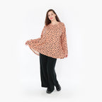 AKH Fashion Shirt in Glocken-Form, aus Materialmix, 1382.01892, Altrosa-Anthrazit, Punkte
