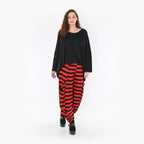  Ballonhose von AKH Fashion aus Viskose, 1383.08069, Schwarz-Rot, Blockstreifen, Schick