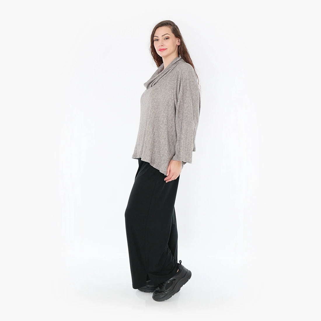  Stylisches Feinstrick-Oberteil mit Rollkragen und lässigem Lagenlook für Plus Size Fashion