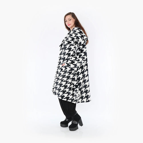  Ballonmantel von AKH Fashion aus Polyester, 1386.01776, Schwarz-Weiss, Hahnentritt